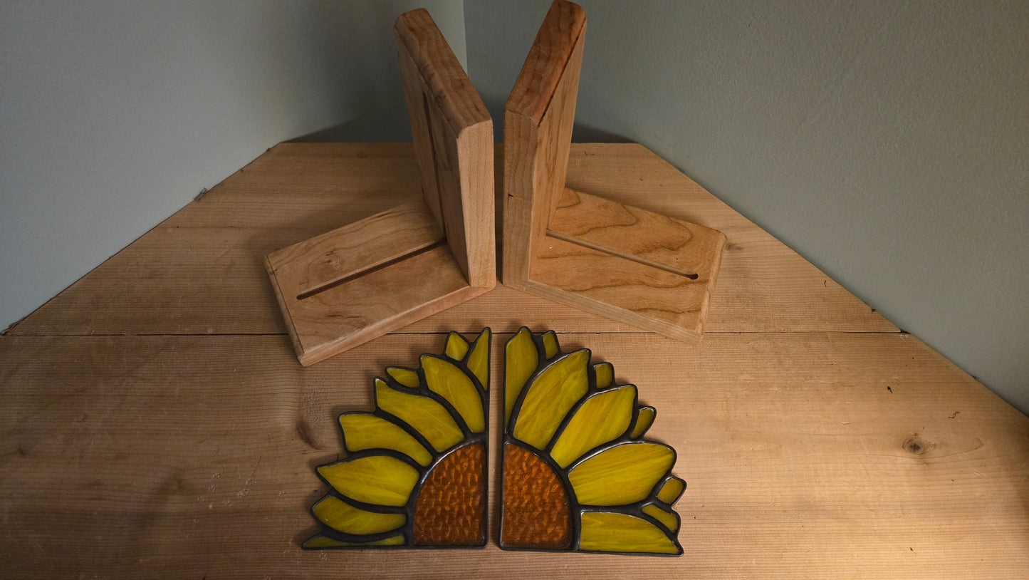 Golden Fields | Stained Glass Sunflower Bookends