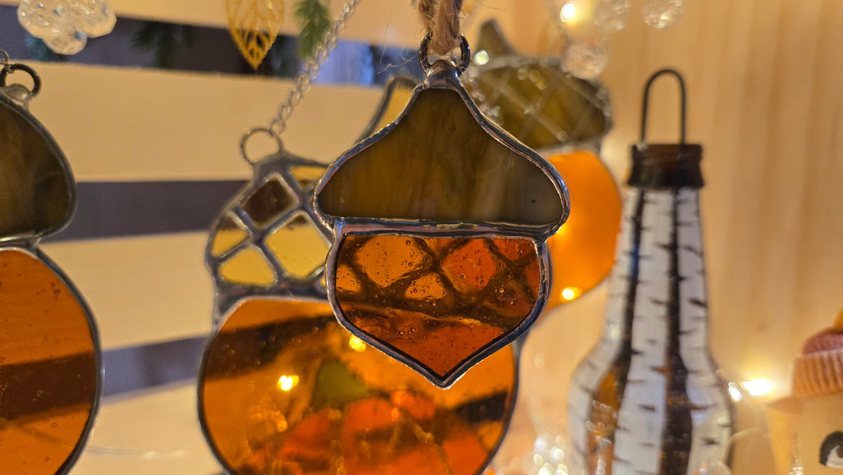 Little Oaklight | Stained Glass Acorn Window Hanger